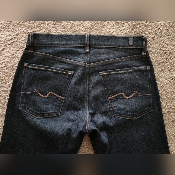 32 men 7 For All Mankind Slimmy Straight Jean Dark Wash 32x30 1/2" - Picture 9 of 16